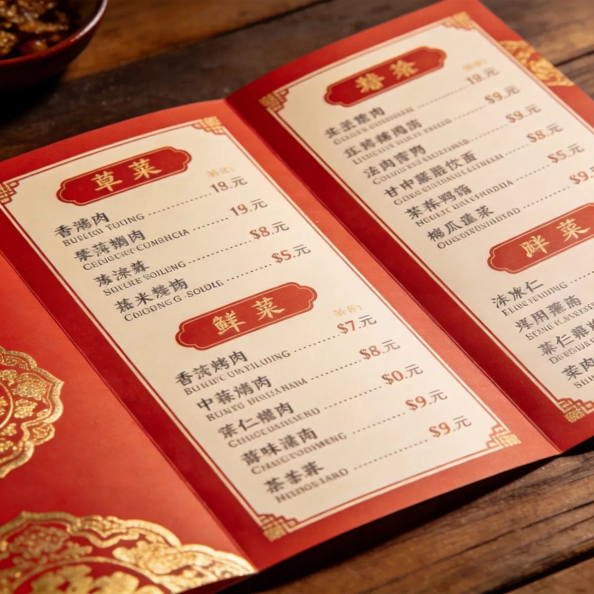 菜单翻译后-英文餐厅菜单排版还原