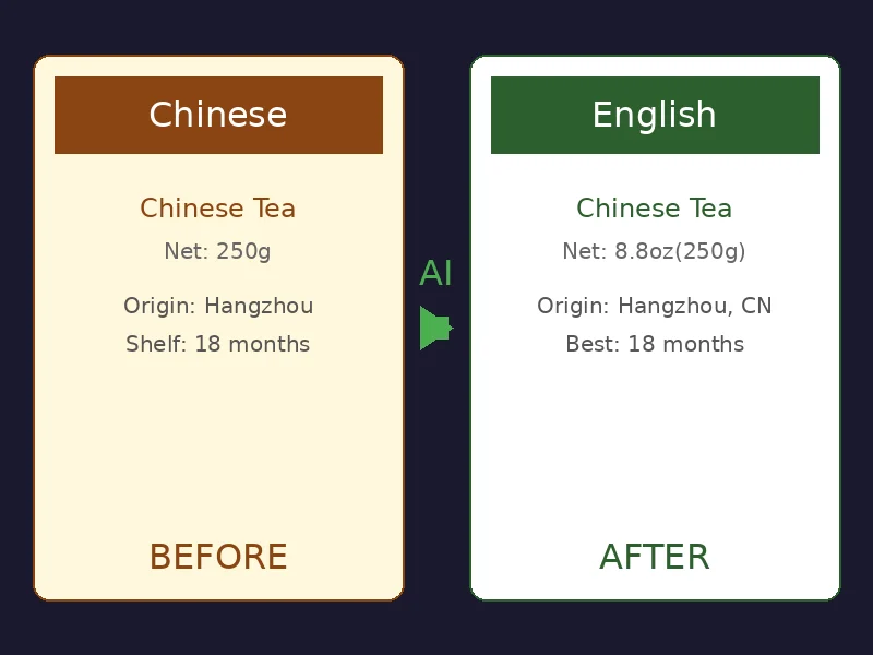 产品包装图片翻译前后对比
